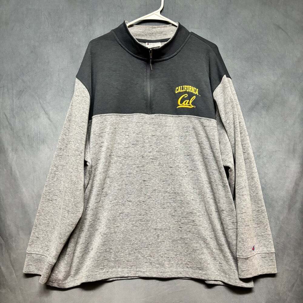 Champion Cal Bears 1/4 Zip Pullover Size 2XL Gray
